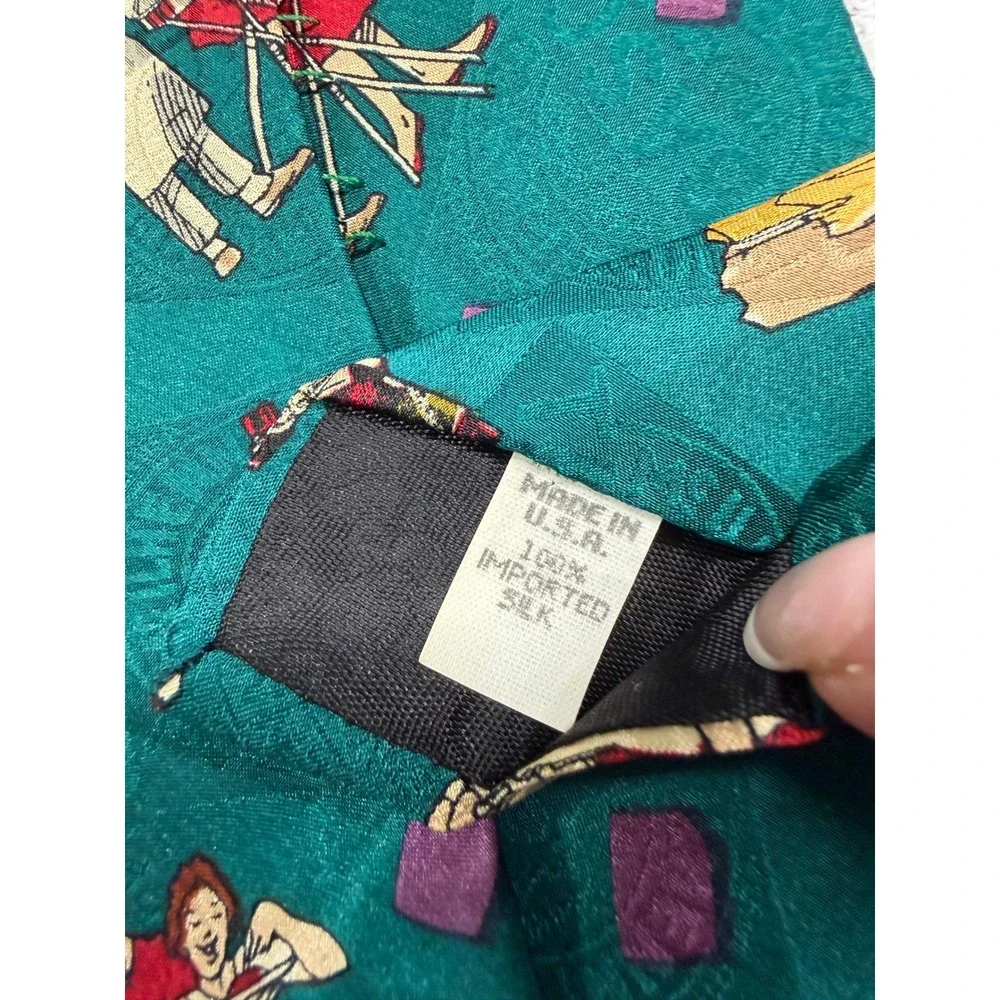Tabasco Necktie Mens One Size Teal Picnic BBQ Hot Sauce Novelty Silk